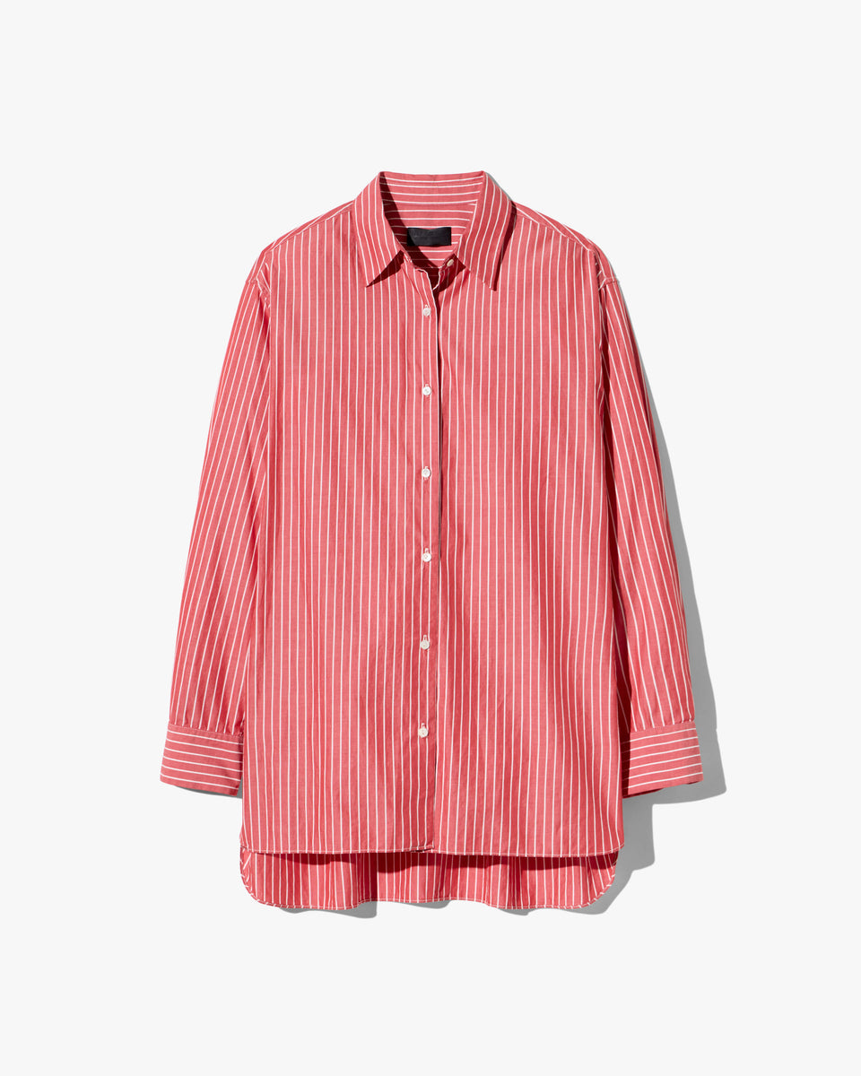 Yorke Striped Cotton Shirt - Red and White